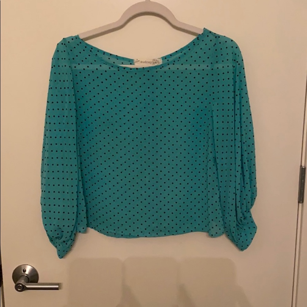 Sheer crop top polka dot blouse